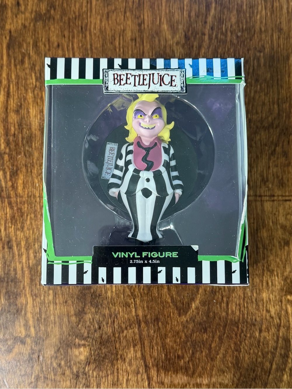 Beetlejuice Vinyl Figure - Black & White Striped Outfit with Pink Accent